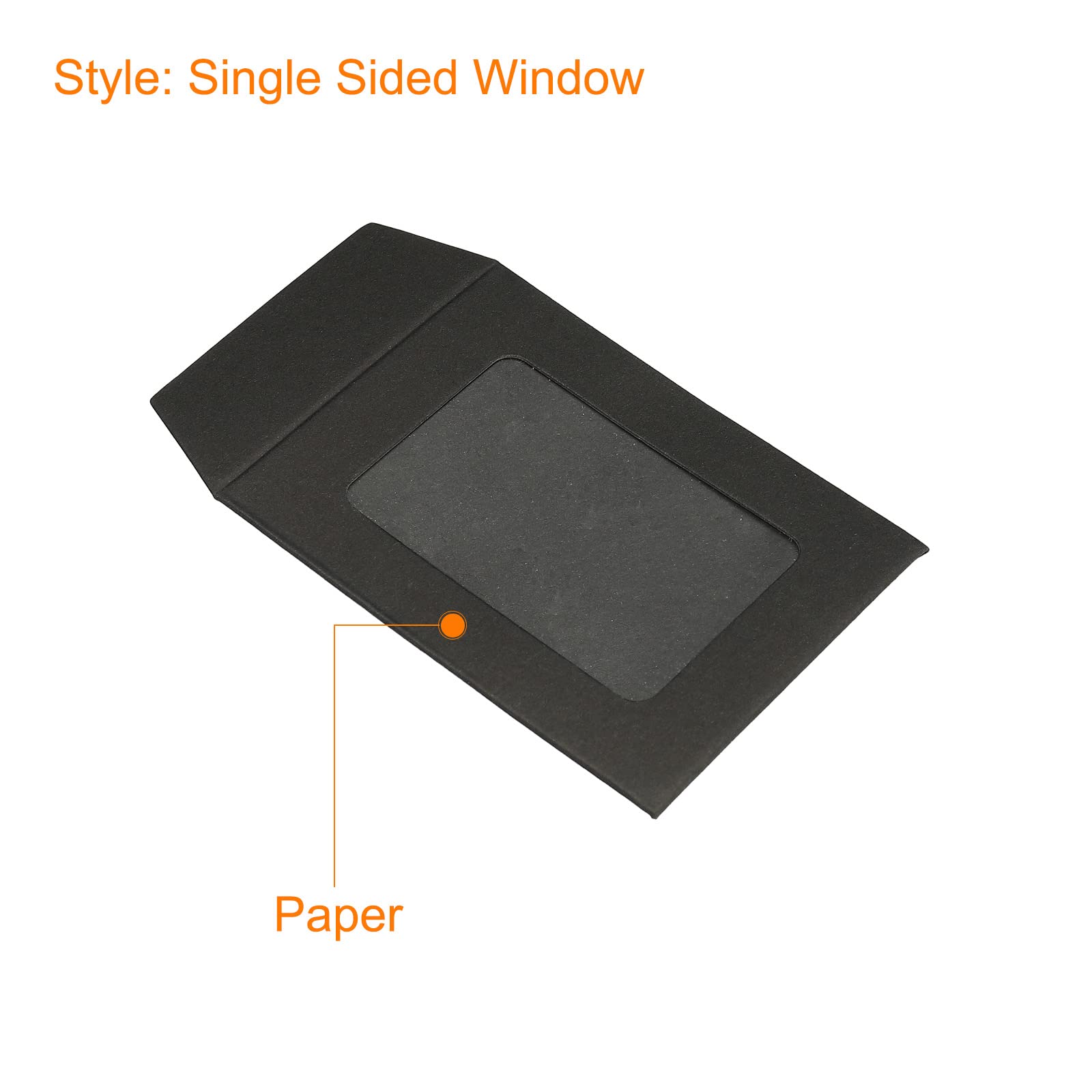 sourcing map enveloppe à fenêtre noire 8x6 cm lot de 10