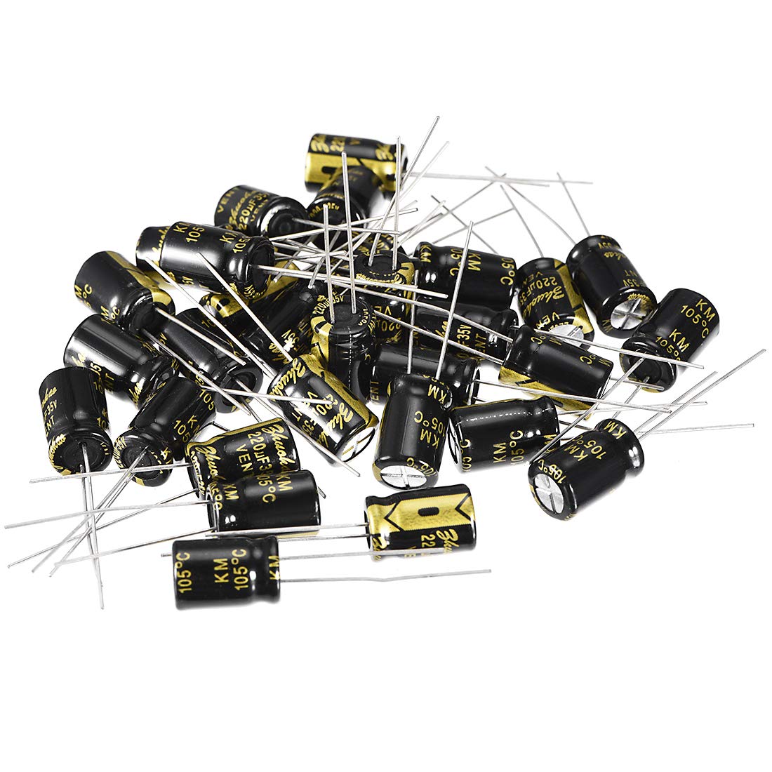 sourcing map condensateur électrolytique 220uF 35V 35 pcs 8x12mm