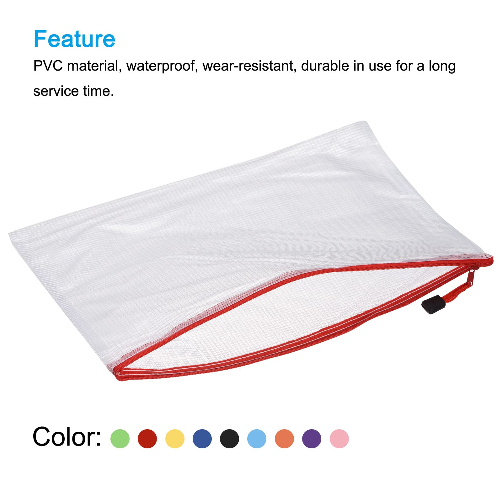 sourcing map A3 pochette zip plastique multicolore lot 10