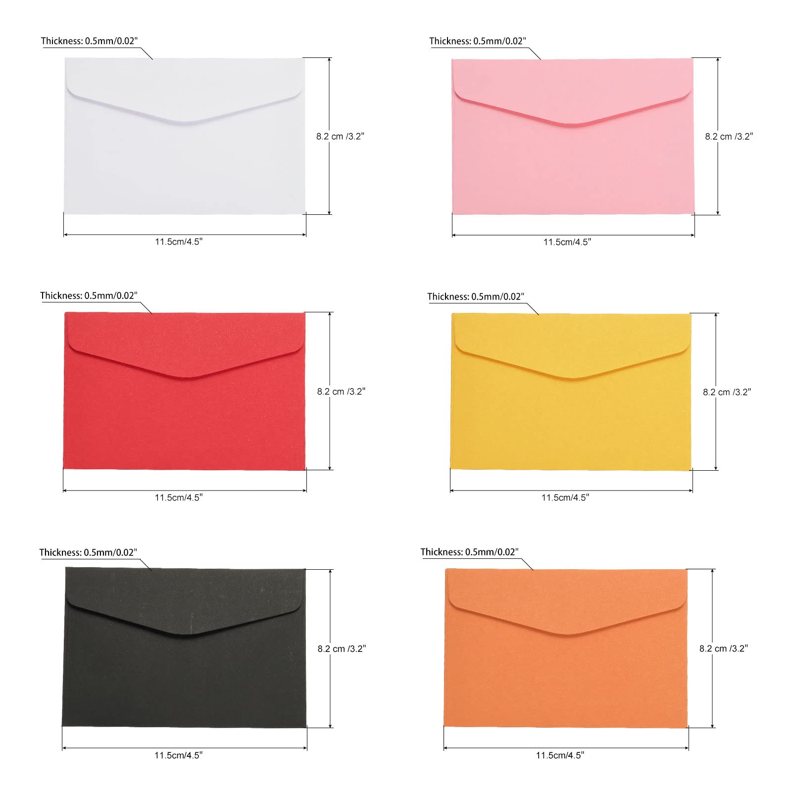 Sourcing Map 60 Mini Enveloppes papier multicolore vif 8,2x11,5