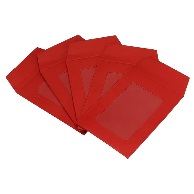 sourcing map enveloppe à fenêtre rouge 8x6 cm lot de 10