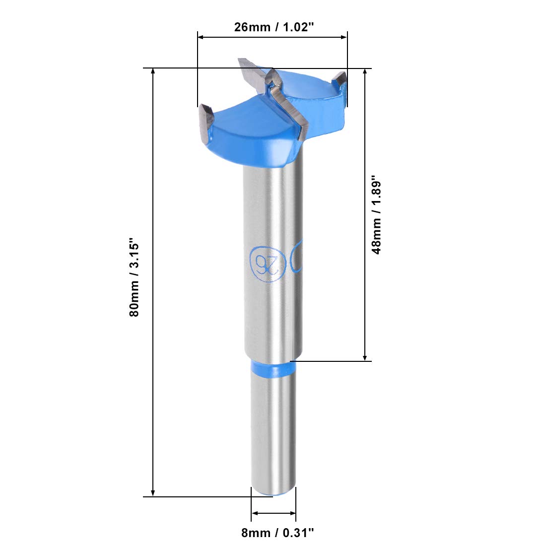 sourcing map Forstner 26mm mèche bois carbure fond plat