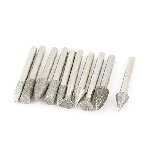sourcing map pointe diamant tige 6 mm 60 mm lot de 10