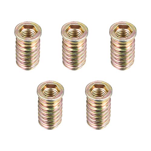 sourcingmap Home Insert Fileté M10x30mm Acier 5pcs