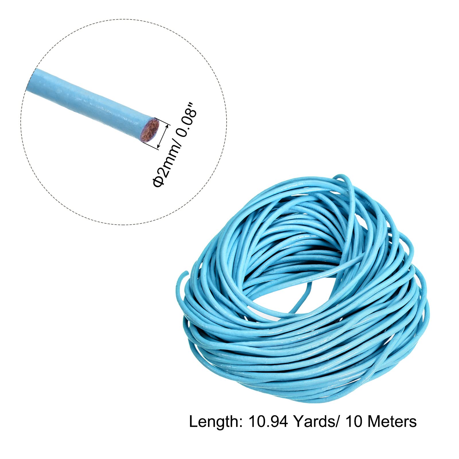 Sourcingmap Cordon Cuir Rond 2mm Bleu Ciel 10 Mètres