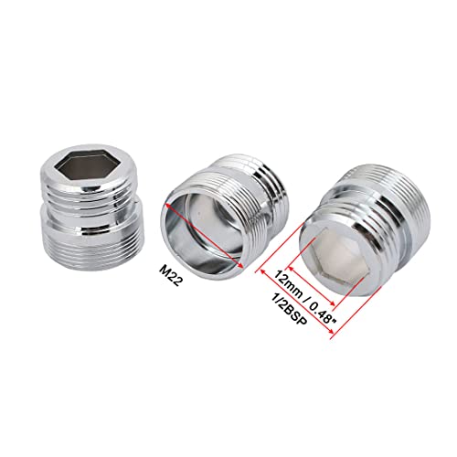 Sourcingmap Industrial Adaptateur robinet M22-1/2BSP 3pcs argenté