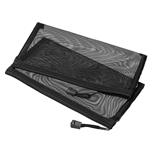 sourcing map B6 pochette maille zippée noire lot de 6 nylon