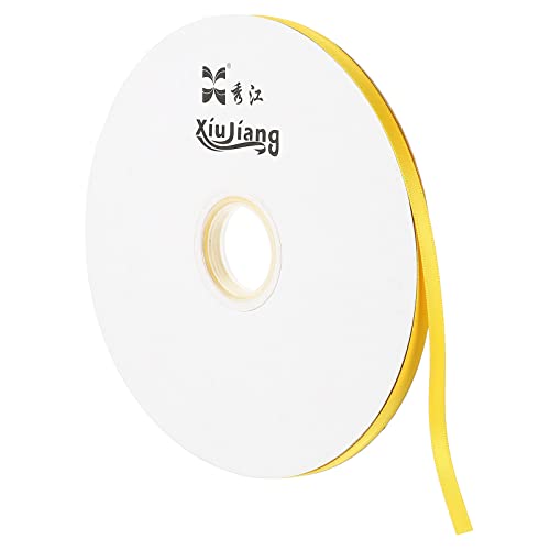 Sourcingmap Ruban Satin Jaune 7mmx91,4m Polyester