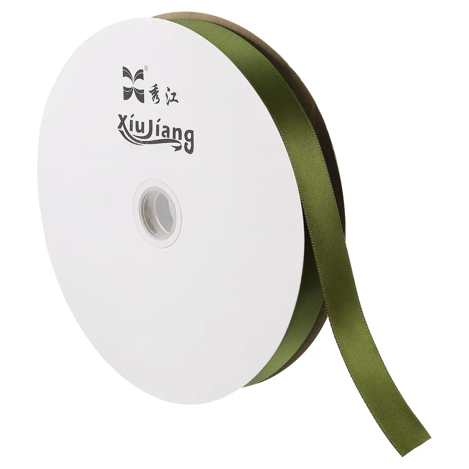 Sourcing Map ruban satin vert olive 20mm x 91,4m