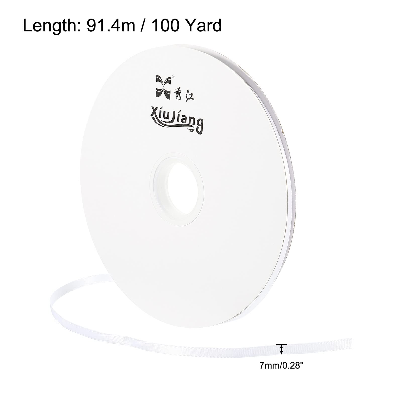 Sourcing Map ruban satin blanc 7mmx91,4m rouleau mariage