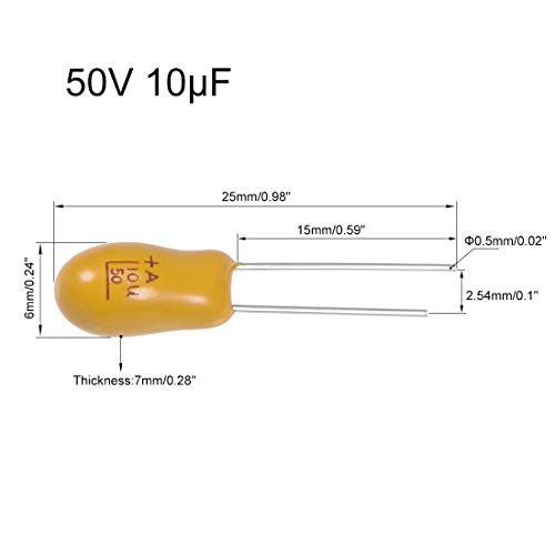 Sourcingmap Industrial 10uF 50V condensateur tantale 5 pcs jaune
