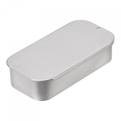 sourcing map boîte métal étain argenté 90x45mm 2 pcs