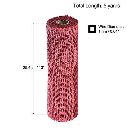 sourcing map Toile de jute PP rouge 25,4cm x 5 yards