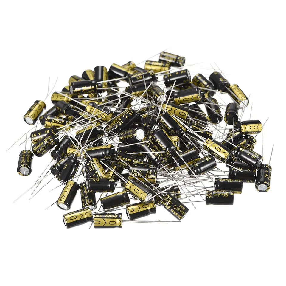 sourcing map 220uF 16V condensateur électrolytique 100pcs 105°C