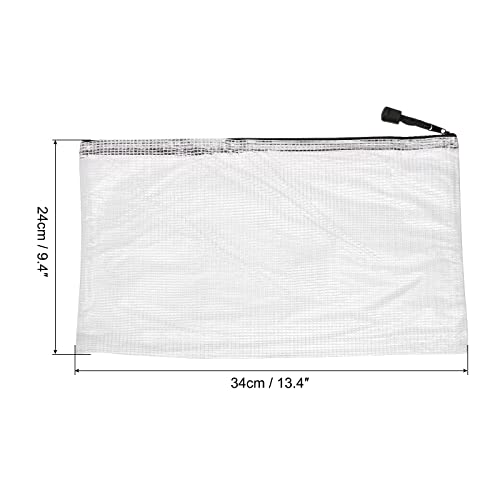 Sourcing Map pochette zip A4 noir mesh lot 3 PVC