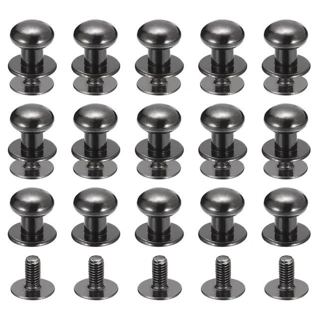 sourcing map rivet cuir tête boule 8mm noir métal lot de 15