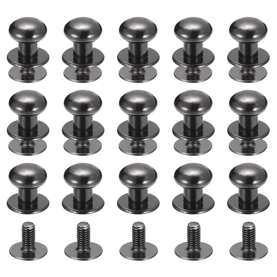 sourcing map rivet cuir tête boule 8mm noir métal lot de 15