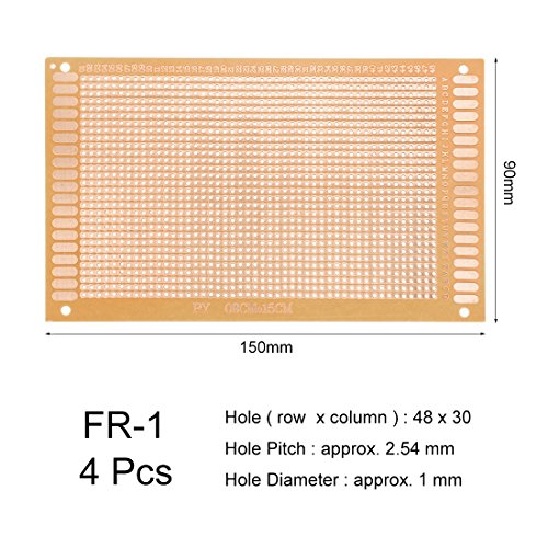 Sourcing Map Industrial Circuit Imprimé Bakélite 9x15cm 1,2mm 4 pcs