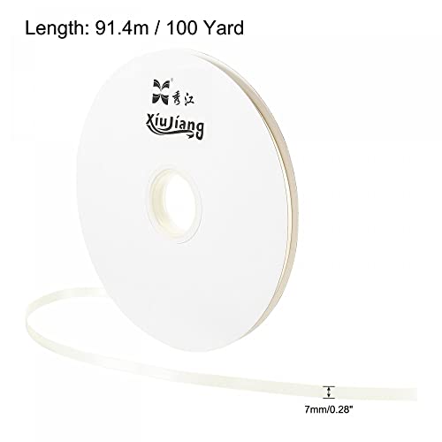 sourcing map Home & Garden ruban satin beige 7mmx91,4m polyester