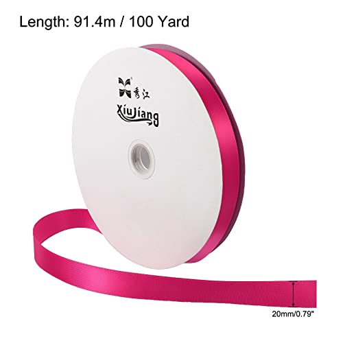 sourcing map ruban satin 20mmx91,4m rose rouge