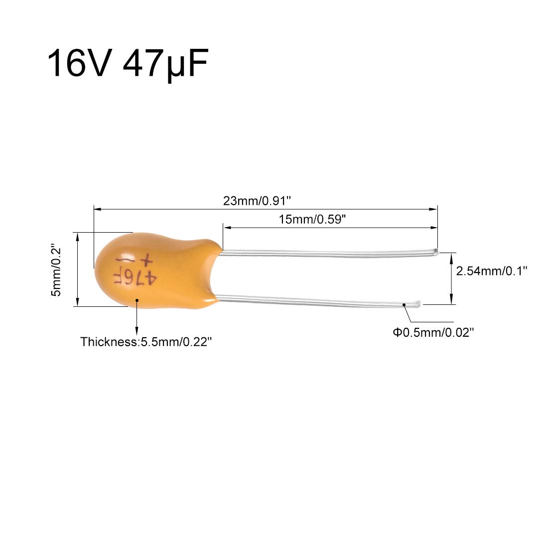 Sourcing Map Industrial Condensateur Tantale 47uF 16V Jaune 20 pcs
