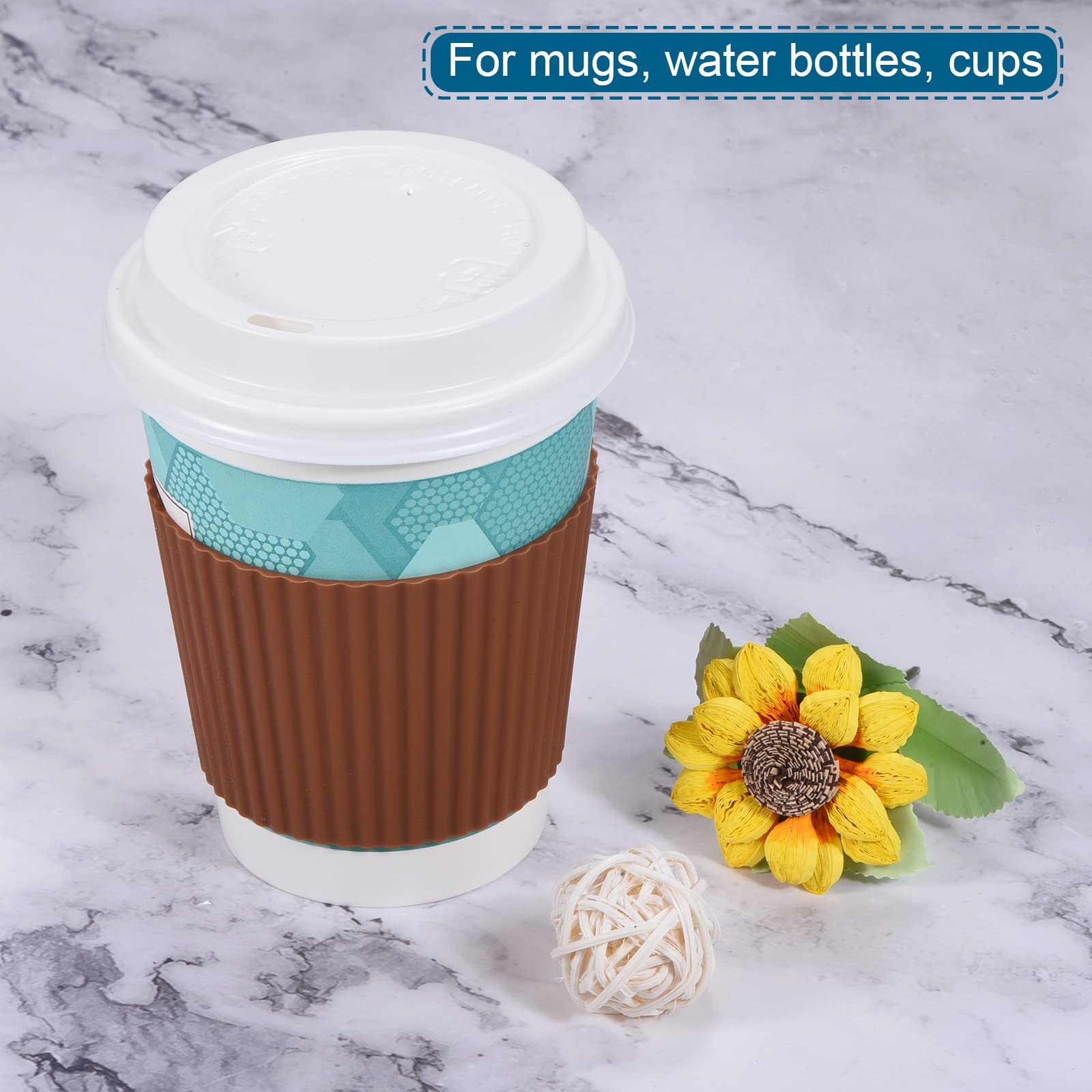 Sourcingmap Home & Garden manchon tasse silicone marron 60 mm lot 2