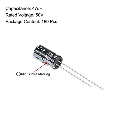 sourcing map condensateur aluminium 47uF 50V 180 pièces