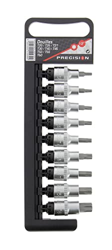 Precision Steel 9 douilles étoiles mâles T20-T60 1/2"
