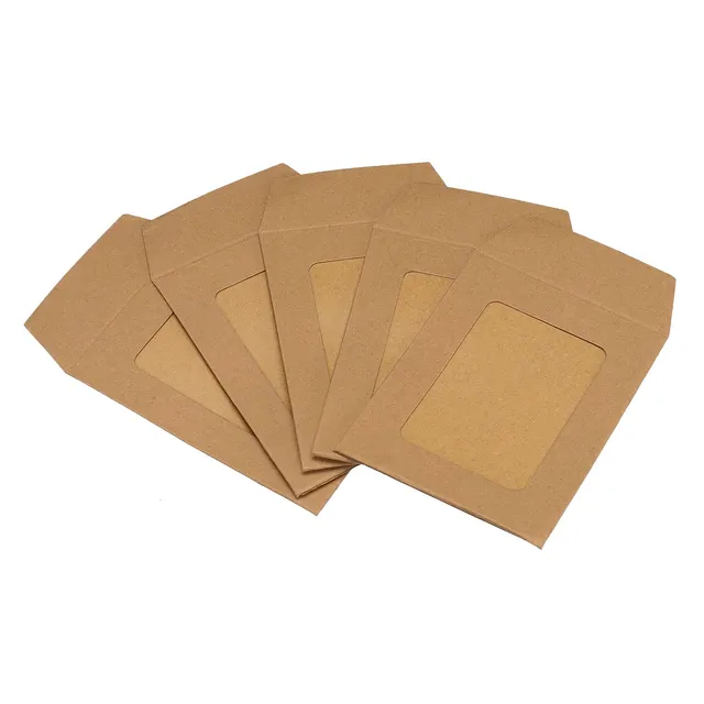 sourcing map enveloppe à fenêtre marron 8x6 cm lot de 10
