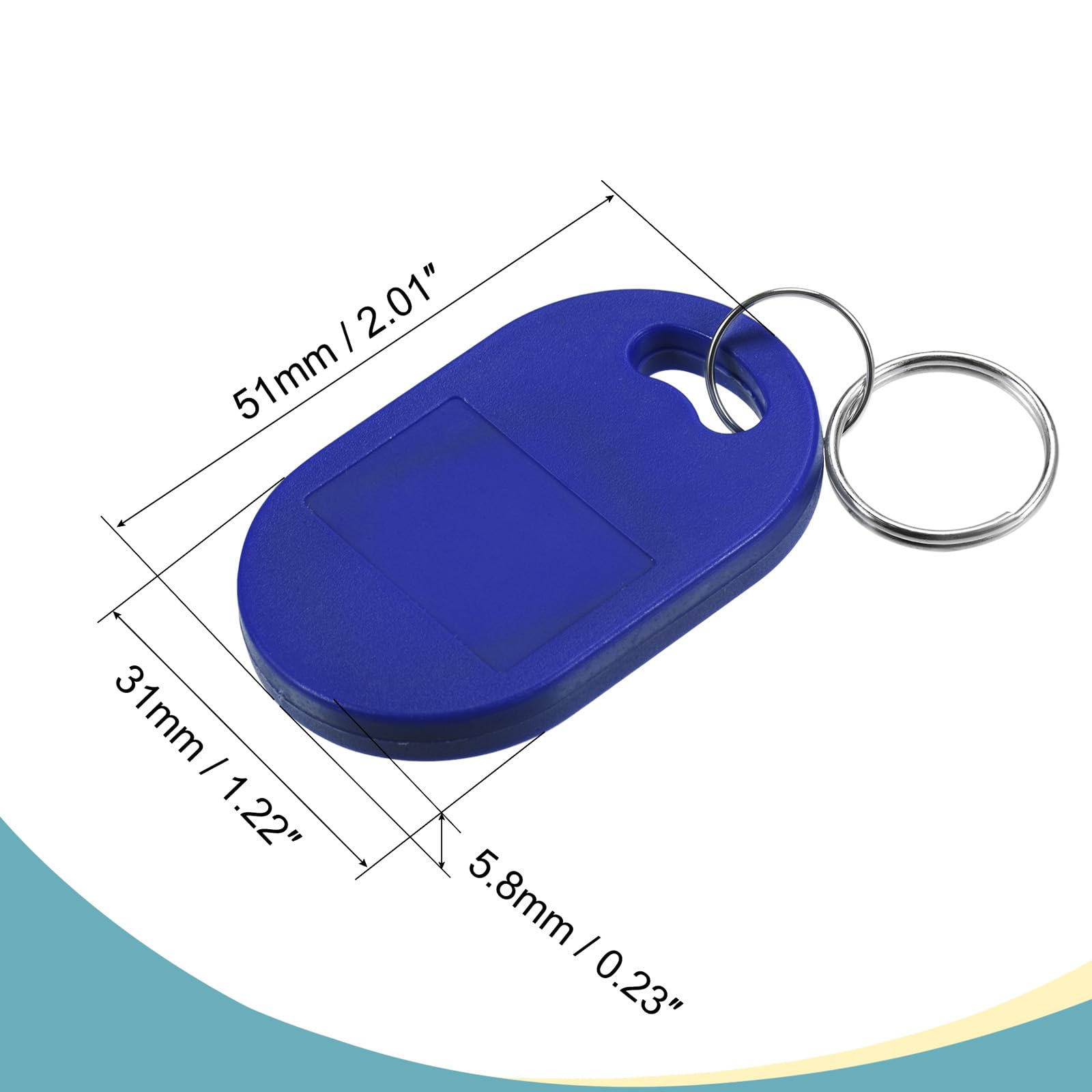 sourcing map Electronics porte-clés RFID 125KHz bleu lot 20 ovale
