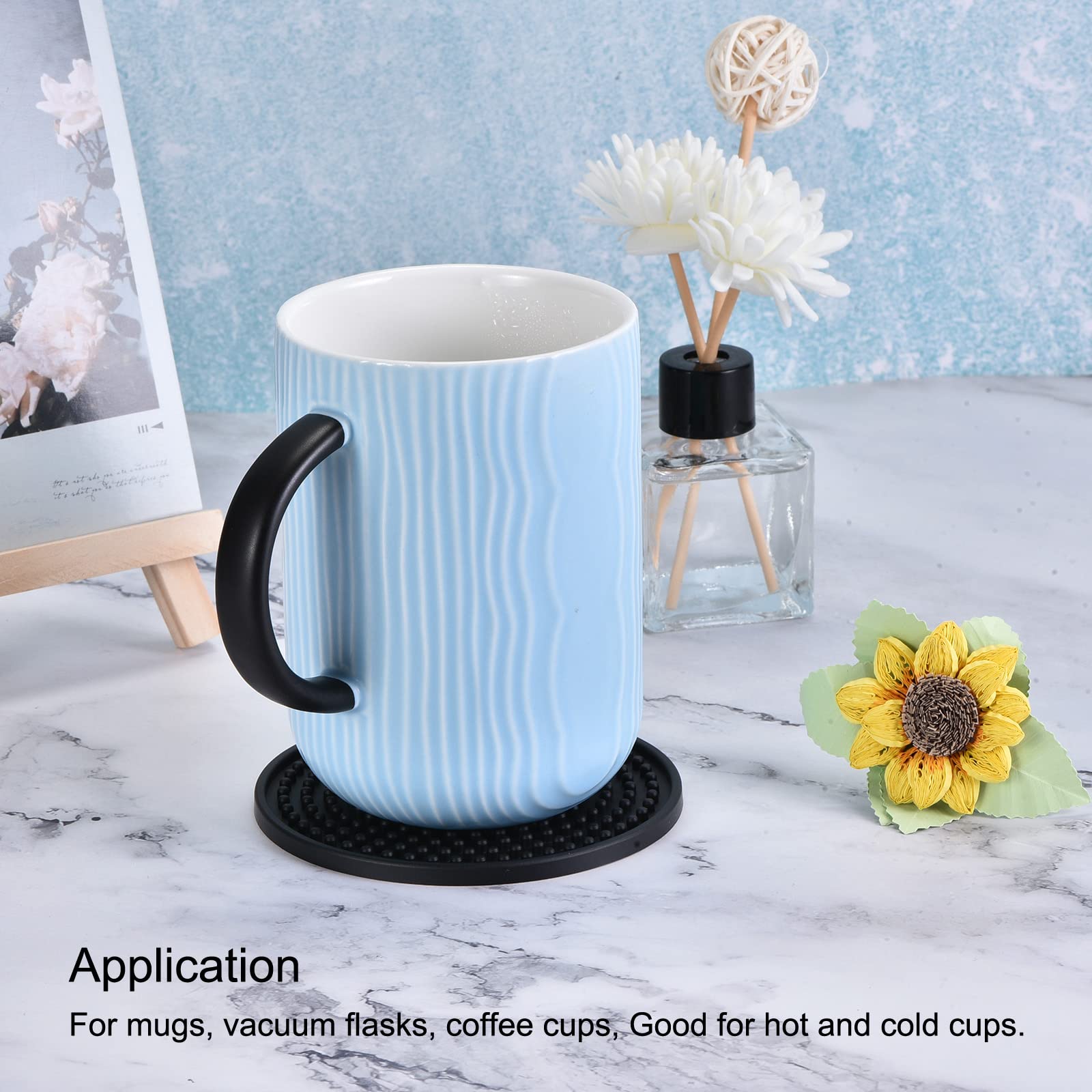 Sourcingmap Home & Garden dessous de verre noir 100 mm lot 8 caoutchouc