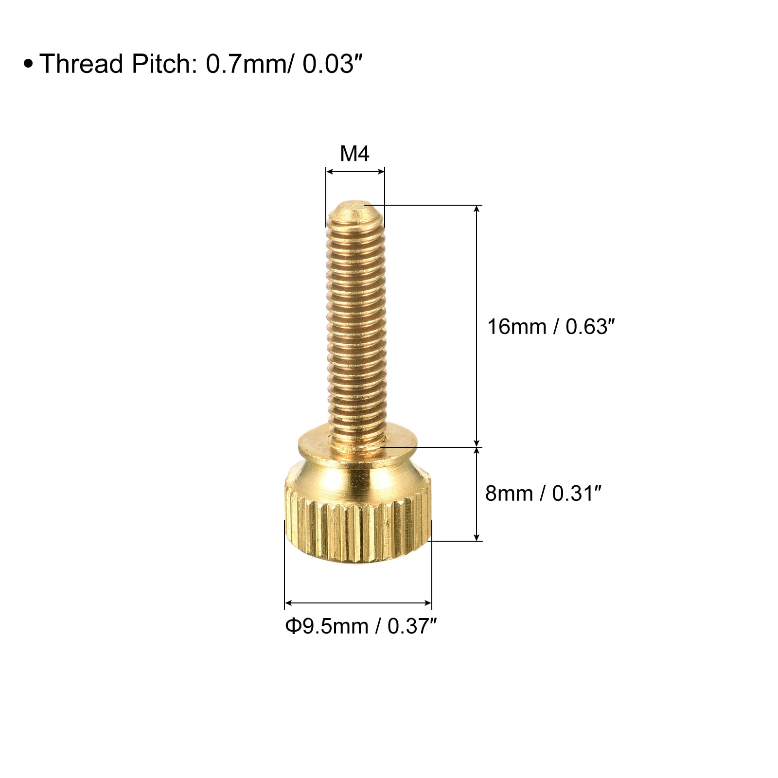 sourcing map Vis Moletée M4x16mm laiton 10pcs tête ronde