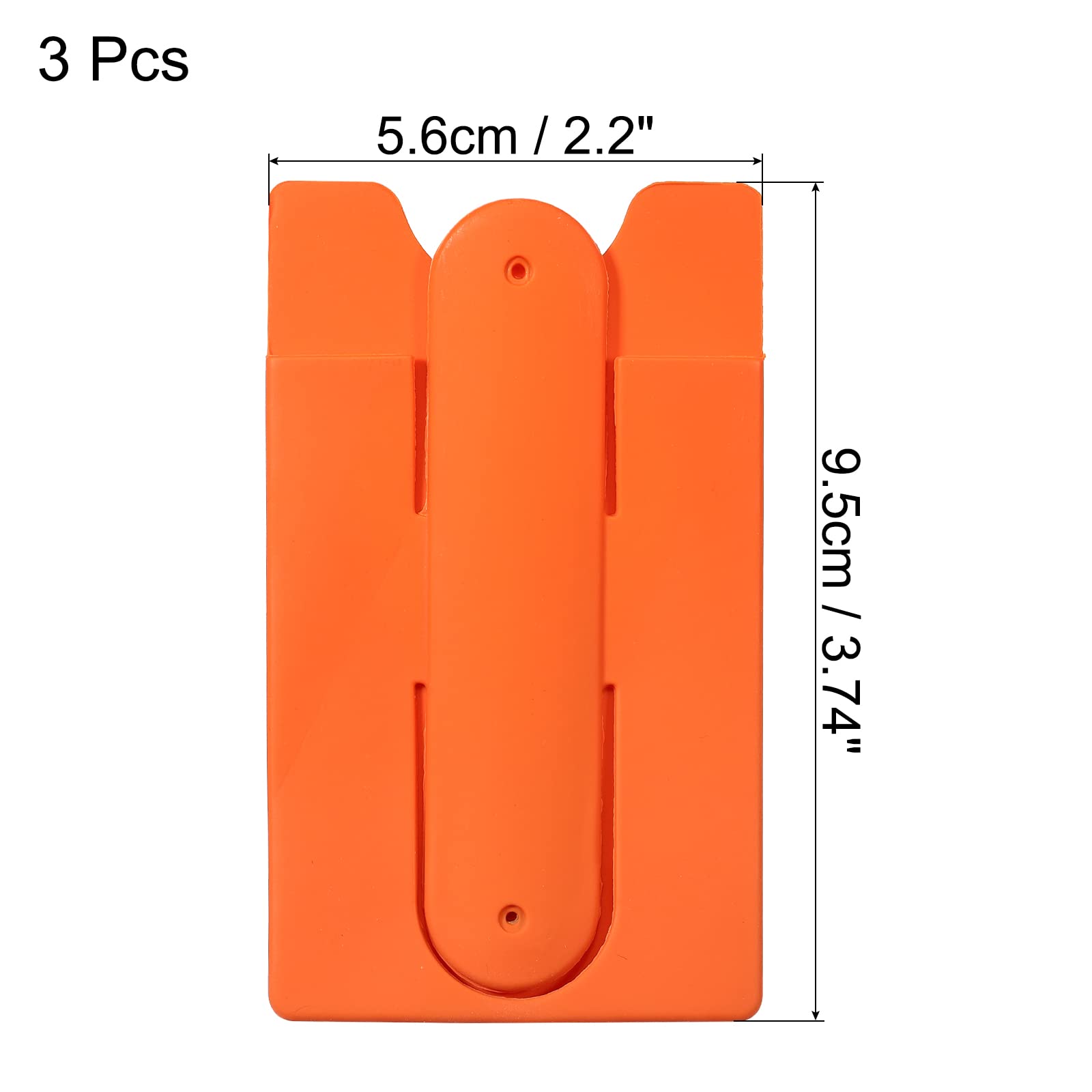 sourcing map Porte-carte téléphone silicone orange lot 3 adhésif