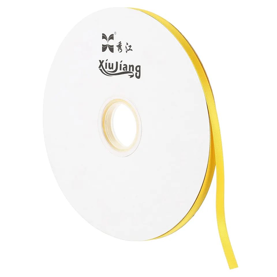 Sourcingmap Ruban Satin Jaune 7mmx91,4m Polyester