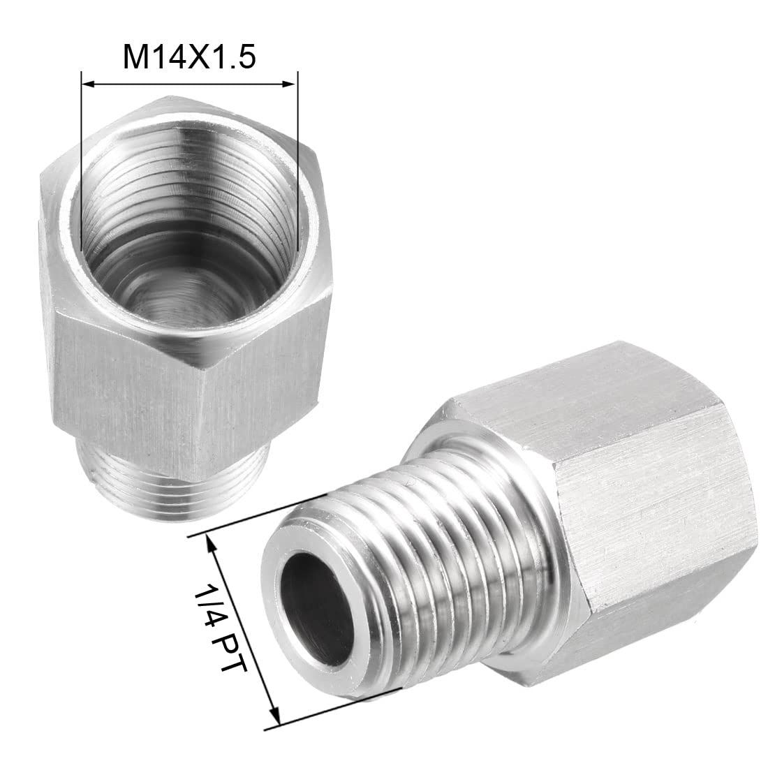 Sourcingmap adaptateur raccord 1/4 PT M14x1,5 inox