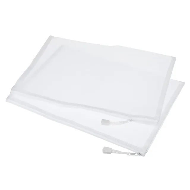 sourcing map A4 pochette zippée maille blanche lot 6 nylon