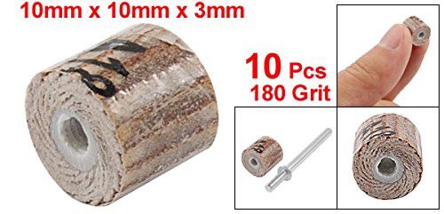 sourcingmap roue à lamelles grain 180 10mm lot 10 + tige