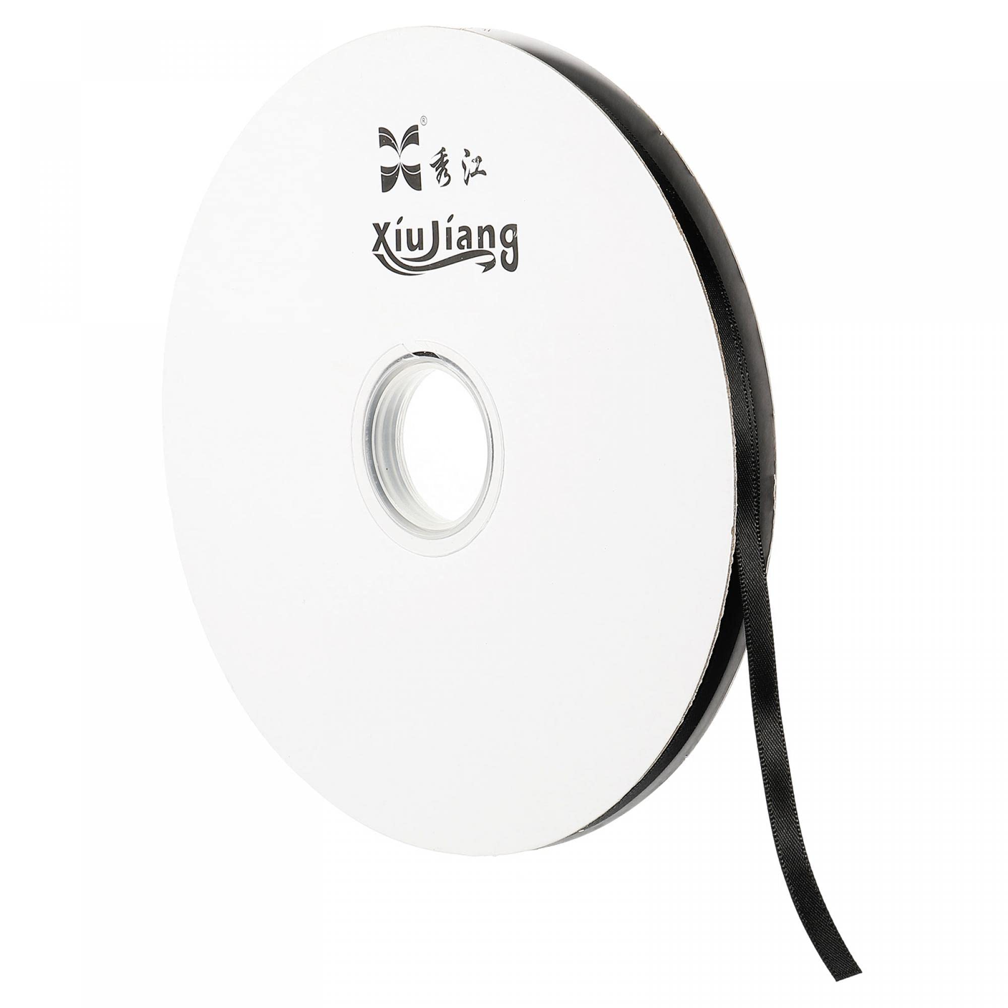 sourcingmap Ruban Satin 7mmx91,4m Rouleau Noir Polyester