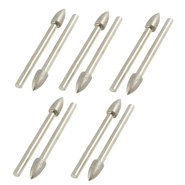 sourcing map Pointe diamantée conique 5 mm tige 3 mm 10 pièces