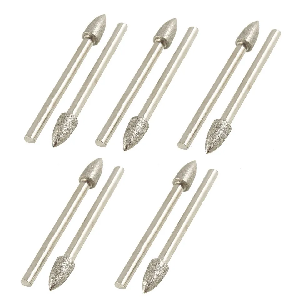 sourcing map Pointe diamantée conique 5 mm tige 3 mm 10 pièces