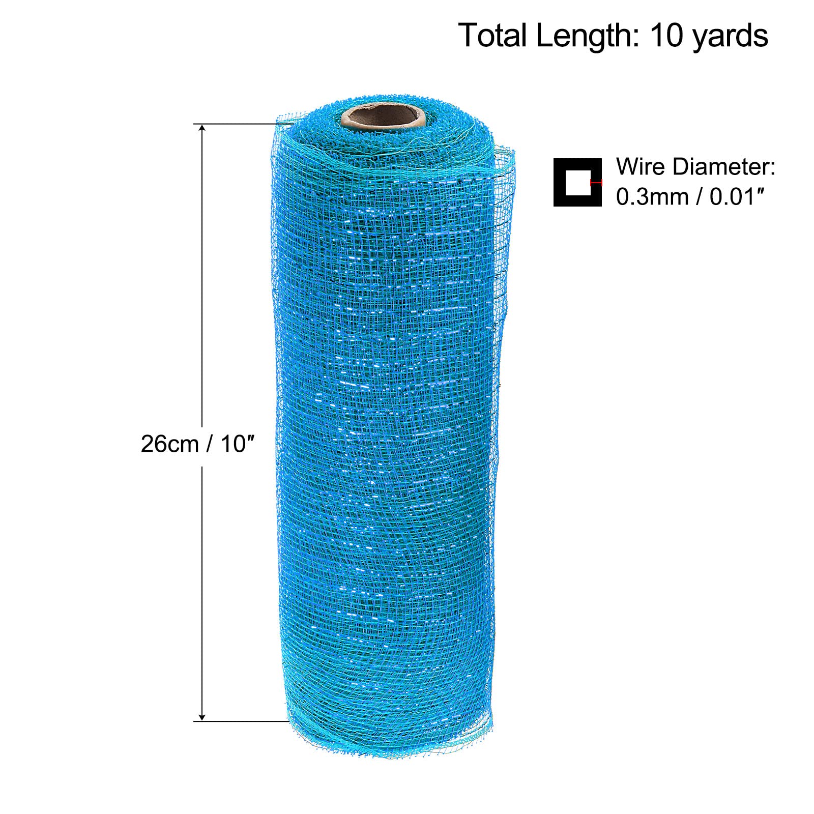 sourcing map Toile jute PP turquoise 26cm x 10 yards clinquant