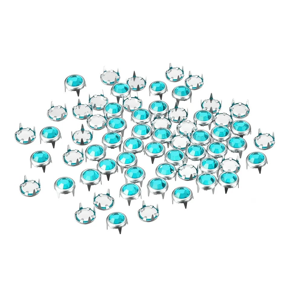 Sourcingmap 100pcs clous strass 6 mm bleu clair verre