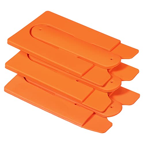 sourcing map Porte-carte téléphone silicone orange lot 3 adhésif