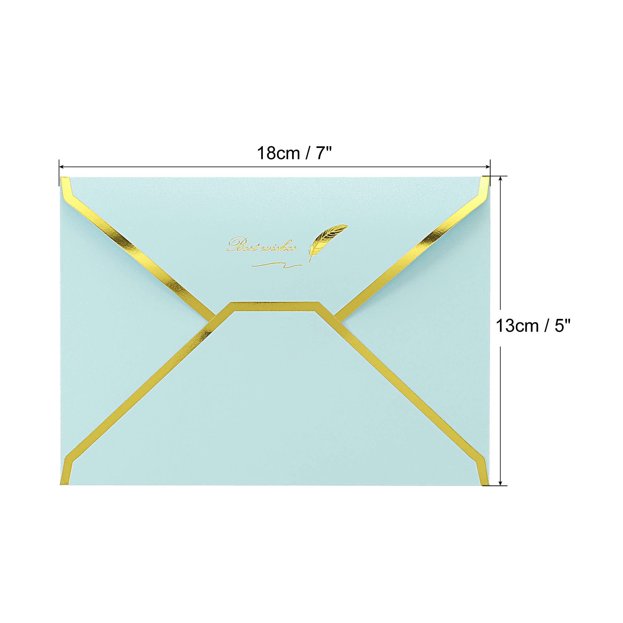 sourcing map B6 enveloppe bleu ciel bord doré lot de 20