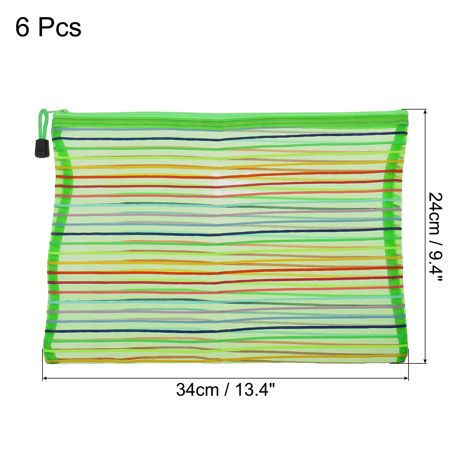 sourcing map A4 pochette zippée maille verte lot 6 nylon