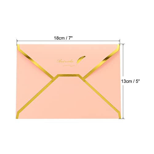 sourcing map Enveloppes B6 rose bord doré x10 mariage