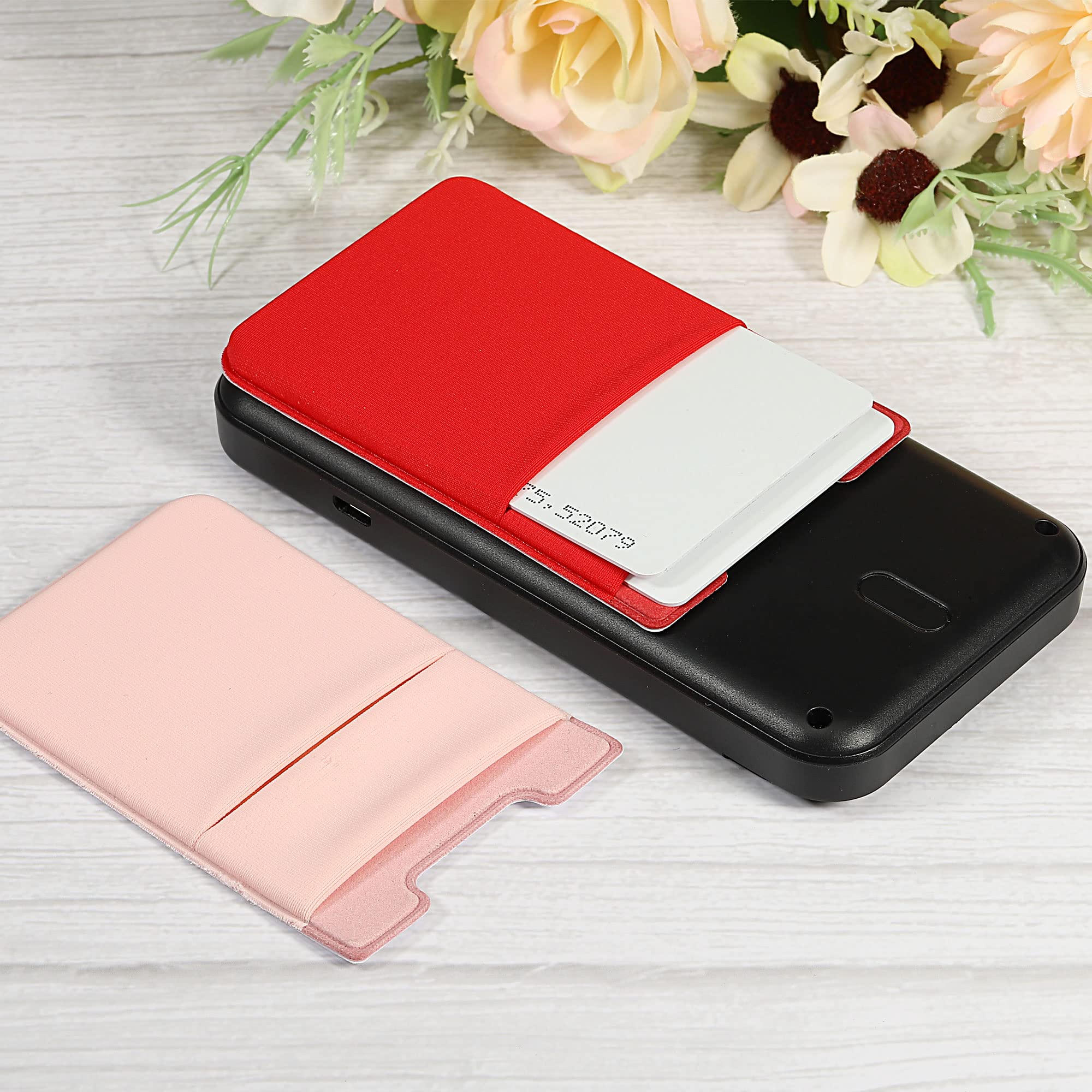 Sourcing Map porte-carte adhésif double couche rose rouge x2