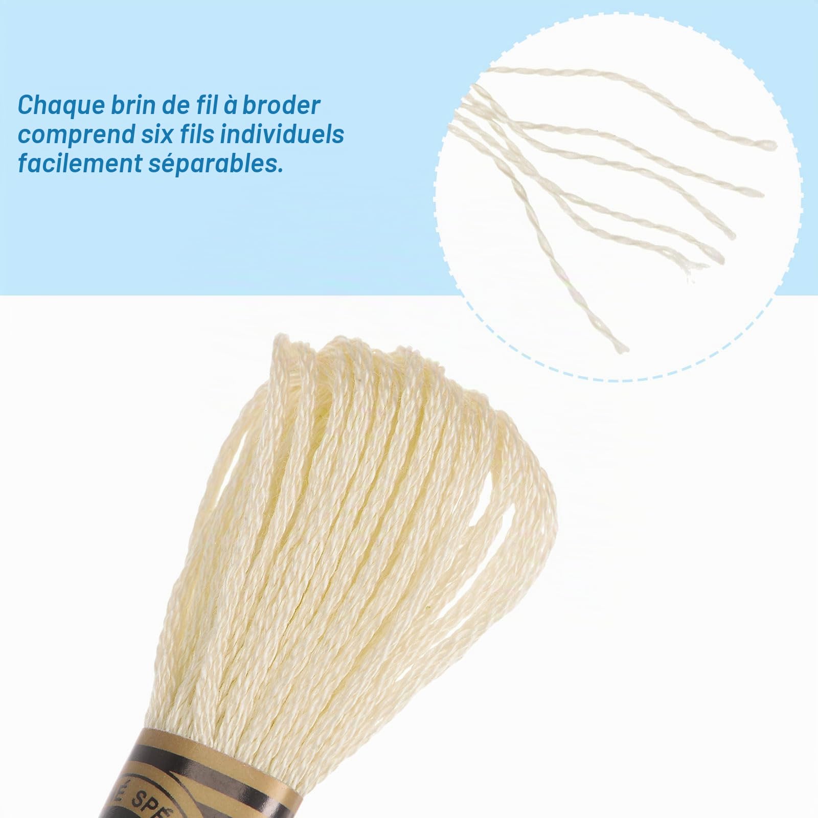 sourcing map Home & Garden fil à broder crème 12 x 8 m coton
