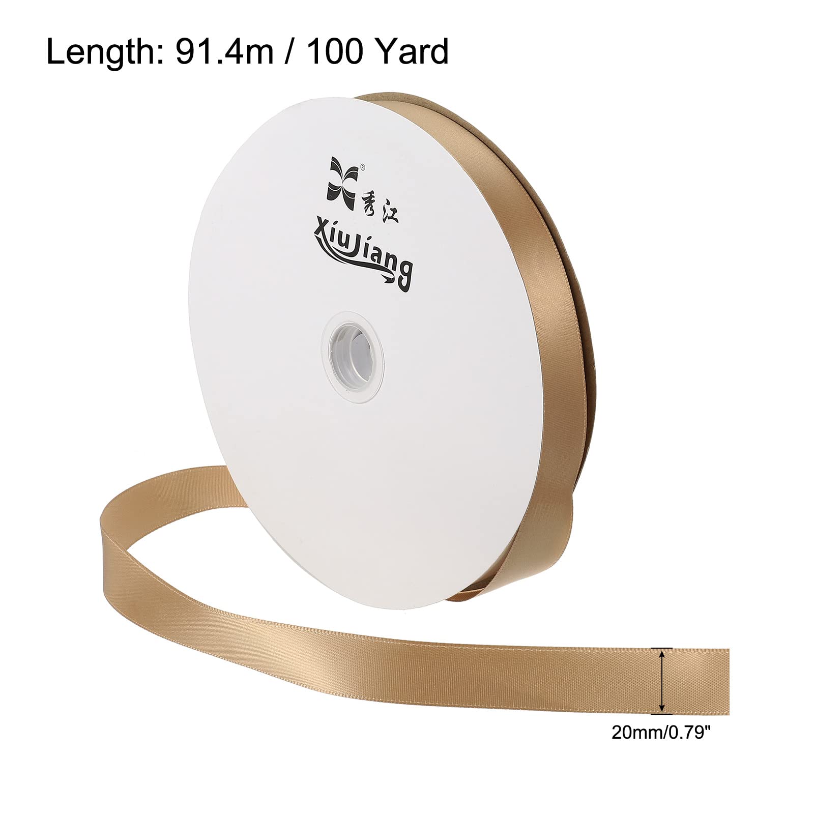 Sourcing Map Rouleau Ruban Satin Kaki Profond 20mm x 91,4m