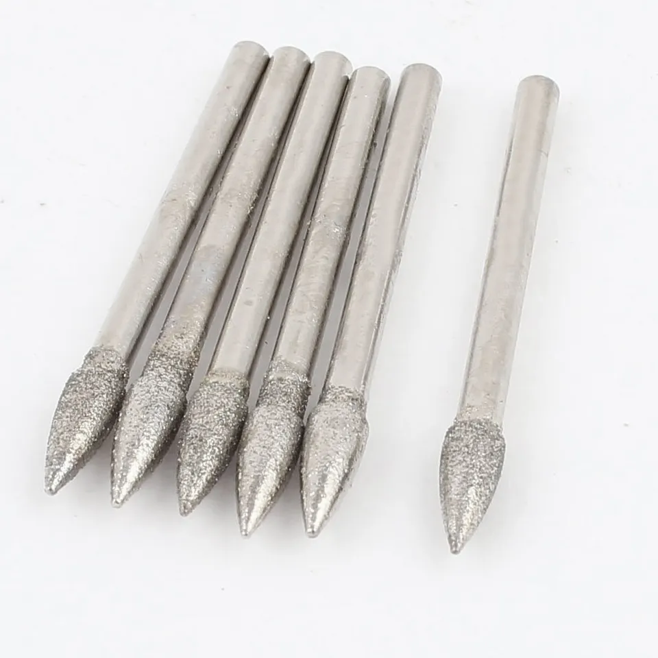 sourcing map pointe montée diamant conique 3x4 mm lot 6